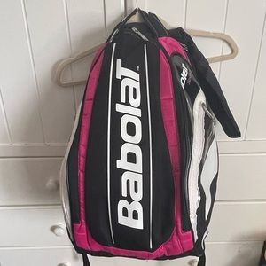 Babolat tennis/ pickleball/ badminton/racquetball pink, white, & black backpack